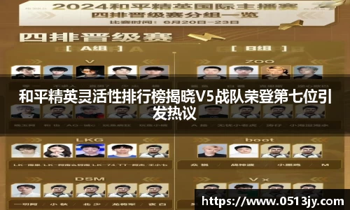 和平精英灵活性排行榜揭晓V5战队荣登第七位引发热议
